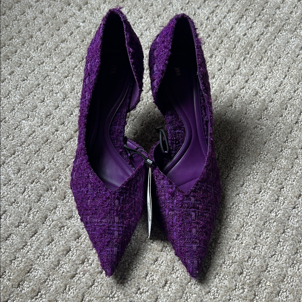 Zara Purple fabric heels NWT